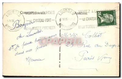 Lourdes - Ogólny widok i Pic du Jer - LL — Rewers