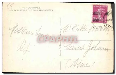 Lourdes — A Basílica e o Calvário Bretão — Edição E. Quibault — Verso