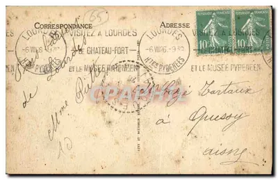 Lourdes — Ogólny widok basyliki, widok z zamku — wydawca nieznany, n° 26 — Rewers