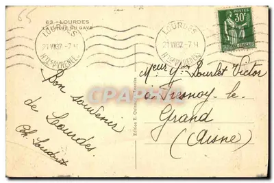 Spadanie rzeki Gave — Lourdes — Wydawnictwo E. Quinault, Lourdes — Rewers