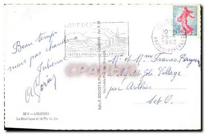 Bazylika i Pic du Jer — Lourdes — wydawca Edlux, nr 35 V — Rewers