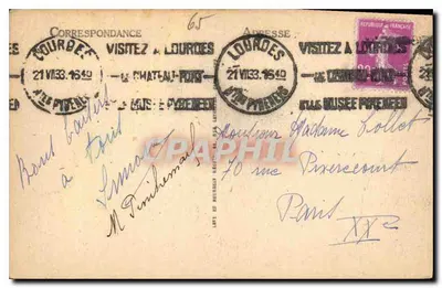 Lourdes - Widok z Zamku Fort - LL — Rewers