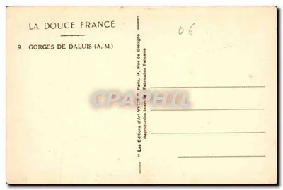 Gorges de Daluis (A.M.) — vista panorâmica — Les Éditions d'An Yvon, Paris — Verso