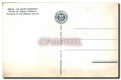 Wejście do klasztoru abbatialnego — Wyspa Świętego Honorata — A.D.I.A. Nice — Rewers