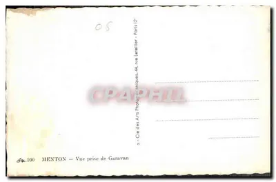 Menton — Widok z Garavan — Cie des Arts Photographiques, 44, rue Léopold, Paryż — Rewers