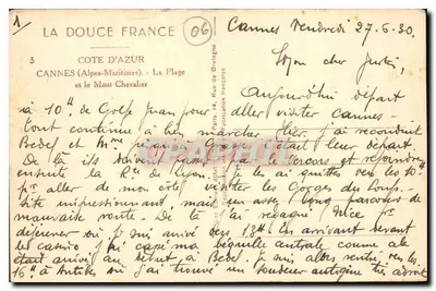 Cannes — Die Strände und der Mont Chevalier — La Douce France, n°06 — Rückseite