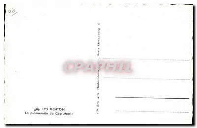 Promenada Cap Martin — Menton — Spółka Sztuk Fotomechanicznych — Rewers