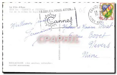 Cannes — Vista de la colina de Supertérel — Ediciones Rella — Reverso