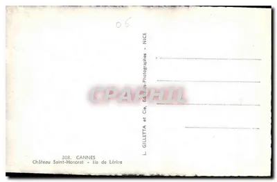 Zamek Świętego Honorata — Wyspa Lérins — Wydawnictwo Gilletta & Cie, Cannes — Rewers