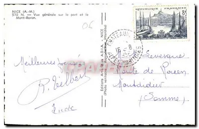 Nice (A.-M.) — Ogólny widok portu i Wzgórza Boron — Wydawnictwo Artystyczne A.D.I.A. nr 570 N — Rewers