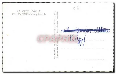 Cannes — Vista generale — Les Editions Mar, boulevard de Cimiez, Francia — Verso