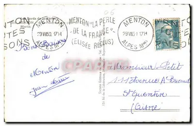 Widok Menton — Ronds de la Rivière — wydawca Ryner — Rewers
