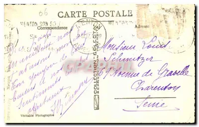 Menton — Widok portu i wsi — Véritable Photographie — Rewers