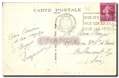 Nice - Quai des États-Unis - Le Mont-Boron — L. Gilletta et Cie, Fot. (n° 97) — Verso