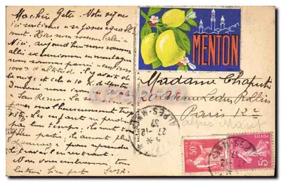 Menton — Przez oliwki — Bef 2 Menton — Rewers