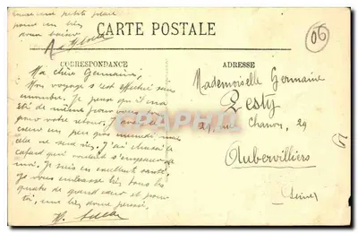 Stara pocztówka Menton Granica Francusko-Italiana Czerwone Skale — Rewers