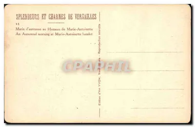 Manhã de outono no Hameau de Marie-Antoinette — Splendeurs e Charmes de Versailles — Edição de Arte YVON — Verso