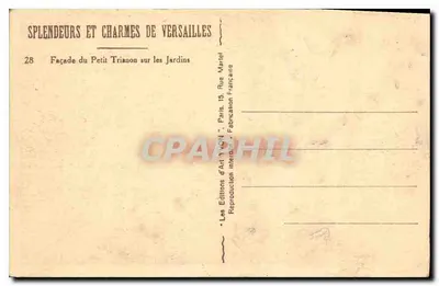 Fachada do Petit Trianon nos Jardins — Versailles — Éditions d'Art Yvon, Paris — Verso