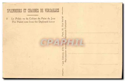 Pałac w Versailles — widok z Cabinet du Point du Jour — Les Éditions d'Art W. G. Marfet, Paryż — Rewers