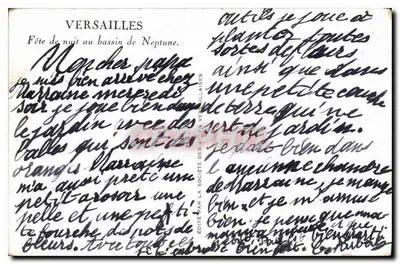 Versalhes — Festa noturna no bassin de Netuno — Editada pela Sociedade das Fêtes Versaillaises — Verso