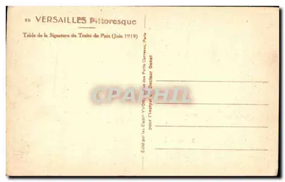 Versailles — Stół podpisania Traktatu Paryskiego — Wydawca Yvon, n°15 — Rewers