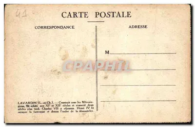 Castelo de Lavardin — ruínas — Almanach Vermot, Fot. Arquivos do Club de Turismo da França — Verso