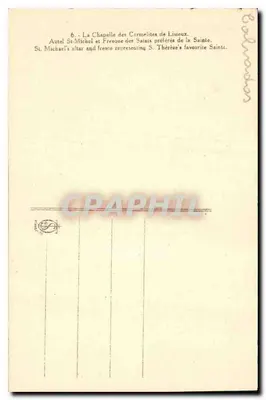 Capela das Carmelitas de Listieux — Altar de São Miguel e frescos dos santos preferidos de S. Thérèse — editor não visível — Verso