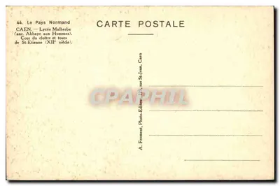 Caen — Klasztor Mężczyzn, Dziedziniec klasztoru i wieże Świętego Etienne (XII wiek) — A. Froment, Caen — Rewers