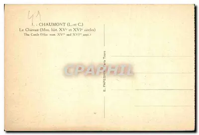 Zamek w Chaumont — Zabytkowe monumenty z XV i XVI wieku — E. Papeghin, Paryż Tours — Rewers