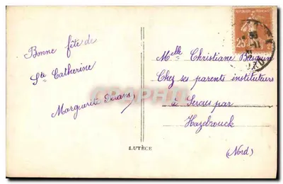 Kobieta w ogrodzie — kartka pocztowa kolekcjonerska — Lutèce, nr 2586 — Rewers