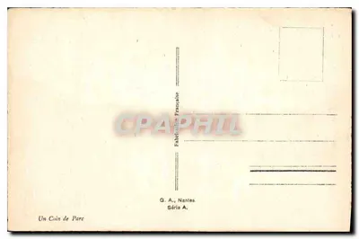 Kąt Pare — krajobraz rzeczny w zachodzie słońca — G. A., Nantes, seria A — Rewers