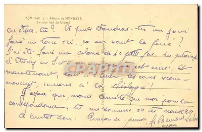 Abadia de Mondayé — Lado Sul do Claustro — editor A. Dubois, n°5 — Verso