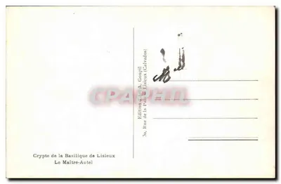 Cripta da Basílica de Lisieux — O Mestre-Altar — Edições A. Goupil, Lisieux (Calvados) — Verso