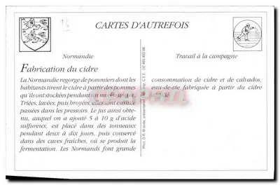 Normandia — Fabricação do cidre — Cartes d'Autrefois — Verso