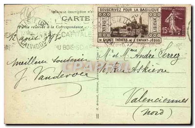 Estatua de Santa Teresa en el Cementerio de Lisieux — G. Artaud, editor, n°70 — Reverso