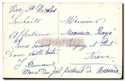 Święty Mikołaj — Dziecko w czerwonym stroju — CP 496 — Rewers
