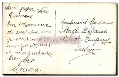 Menina com buquê de rosas — fotografia em carta postal — editor desconhecido — Verso