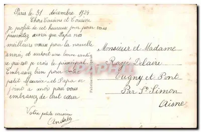 Dziewczyna w pelerynie z futerka — Szczęśliwe Nowe Rok — SAPi PARIS 1385 — Rewers
