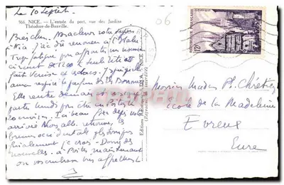 Nice — Wejście do portu, widok z Ogródka Théodore-de-Banville — Wydawnictwo Théodore-de-Banville, nr 566 — Rewers