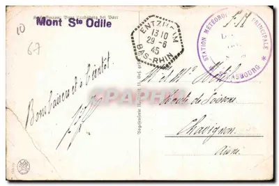 Castelo de Mont Sainte-Odile — Ruínas medievais — H. Hozzmann, n°10 — Verso