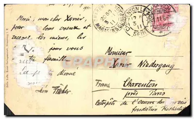 Widok z lotu nad Magasins-Genève — Felix Lüb, Kunst-Verlagsanstalt, Straßburg — Rewers