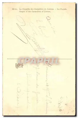A Capela das Carmelitas de Lisieux — Fachada — Editor não identificado, n° de série 30 bis — Verso
