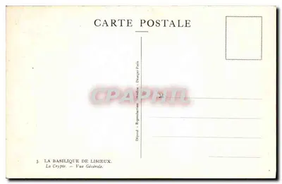 De Basiliek van Lisieux — De Krypte — Algemene Uitzicht — Ingeleverd - Gedrukte Reproductie - Dragez-Paris — Achterkant