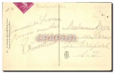 Interior da capela das Carmelitas de Lisieux — editor Calvados, n°40 — Verso