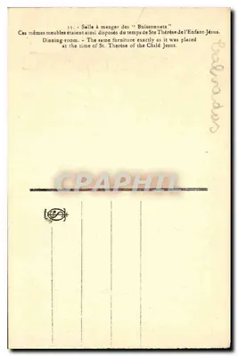 Jadalnia 'Buissonnets' — Jadalnia klasztoru Dziecka Jezusia — wydawca nieznany — Rewers