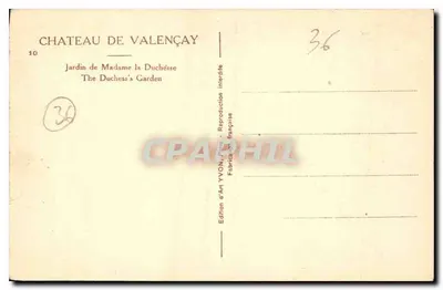 Zamek w Valençay — Ogród Pani Księżnej — Wydawnictwo Art YVON, nr 10 — Rewers