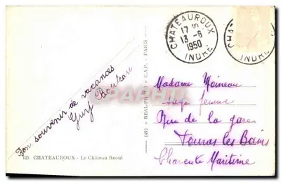 Zamek Raoul — Zamek w Châteauroux — wydawca REAL-PHOTO n°125 — Rewers