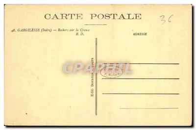 Gargilesse — Rochas sobre a Creuse — Édit. Dorané Tours — Verso