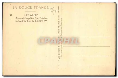 Estátua de Napoleão (por Frémiet) — na beira do Lago de Laffrey — Éditions d'Art Yvon, n°39 — Verso
