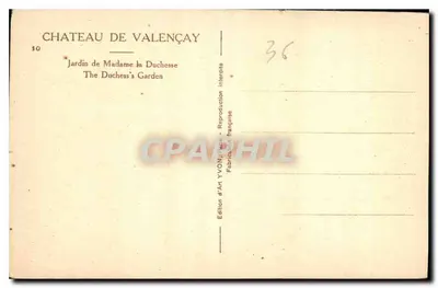 Castello di Valençay — Giardino della Duchessa — Edizione d'Arte YVON, Parigi — Verso